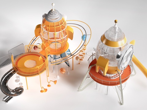 现代儿童游乐设施 儿童游乐器材 儿童滑梯su模型