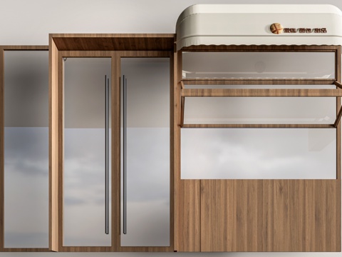 现代店铺玻璃门 咖啡厅门 奶茶店玻璃门 玻璃双开门su模型