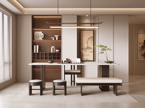  现代茶室 茶桌椅3d模型 