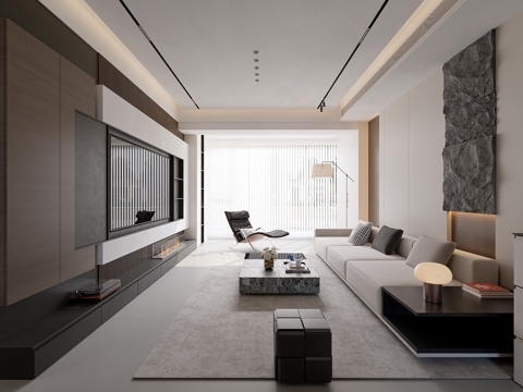 意式无主灯客厅3d模型