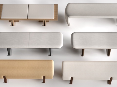  现代床尾凳 沙发凳su模型 