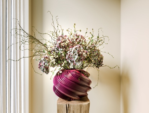 现代花瓶 花 花艺 书籍 摆件 饰品 花瓶摆件 现代花瓶花艺su模型