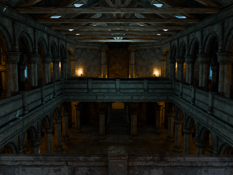 中世纪建筑 复古建筑 西方建筑 中世纪房屋大厅su模型