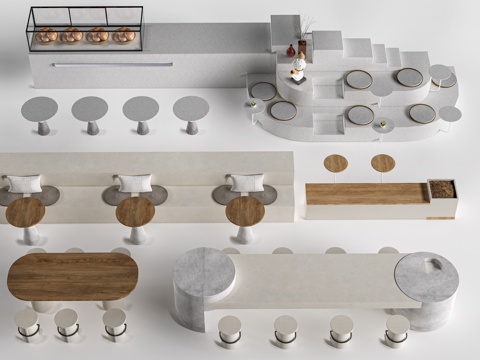 现代咖啡厅桌椅 餐饮桌椅 休闲桌椅 奶茶店桌椅su模型