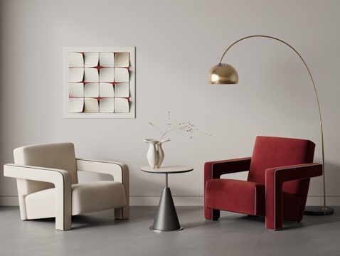  CASSINA 现代休闲桌椅组合 休闲椅 落地灯 洽谈桌椅su模型 