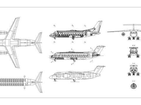飞机 客机 波音飞机 大飞机cad施工图