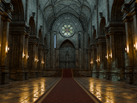 中世纪建筑 复古房屋 西方教堂 西方建筑大厅su模型