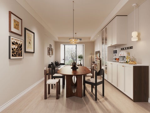  中古风客餐厅3d模型 