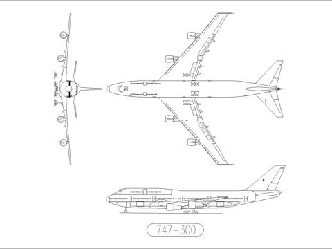 波音747飞机 客机cad施工图