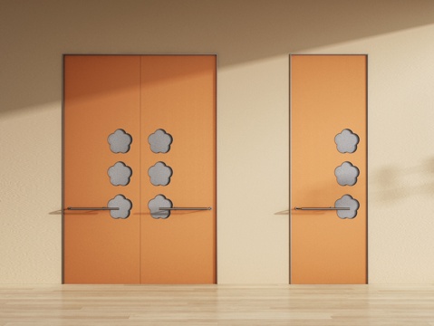  现代双开门 单开门 平板门su模型 