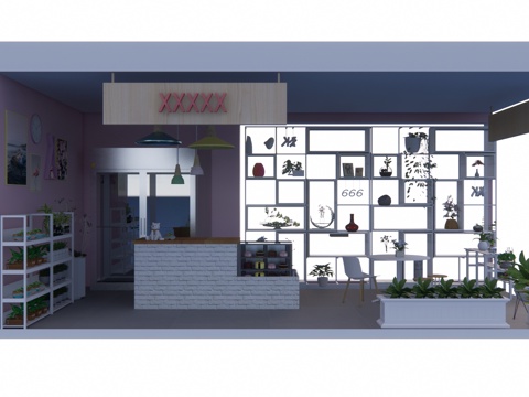 工装  店铺  花店su模型