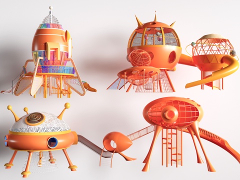 现代儿童游乐设施 儿童游乐器材 儿童滑梯su模型