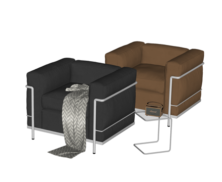 CASSINA 现代单人沙发 LC2沙发 包豪斯沙发 极简su模型