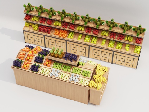  超市水果蔬菜架3d模型 