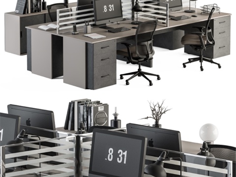 员工套装 棕黑双色 - 办公家具 253d模型