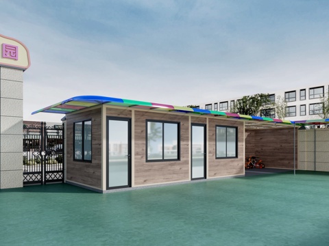  幼儿园门头 幼儿园门厅岗亭门卫3d模型 