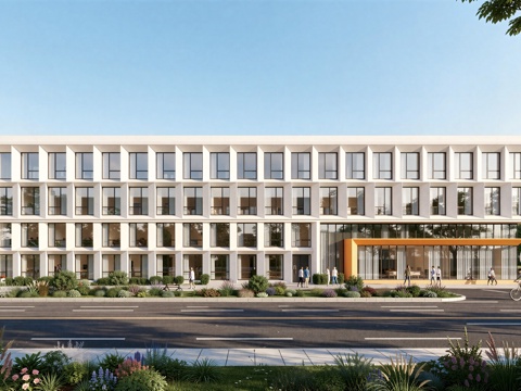  现代工业厂房 现代产业园 多层办公 厂房 产 产业园 办公楼su模型 