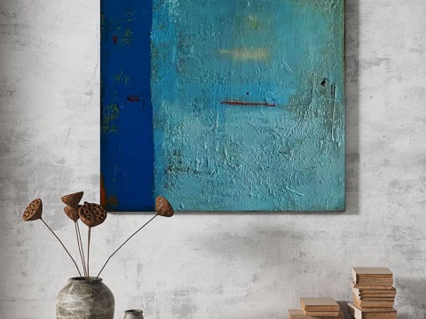  侘寂，抽象，复古，中古，简约，肌理，挂画3d模型 