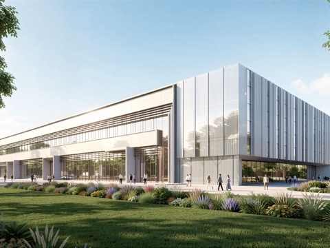  现代工业厂房 现代产业园 多层办公 厂房 产 产业园 办公楼su模型 