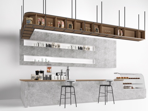 现代咖啡吧台 酒吧台 前台 收银台 操作台su模型