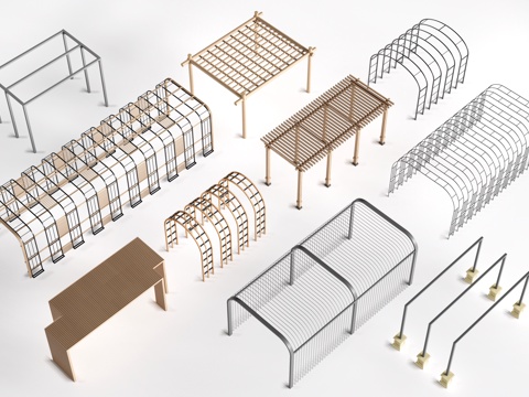 现代景观花架 葡萄架 廊架 绿植爬架su模型