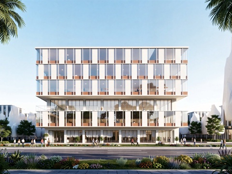  现代工业厂房 现代产业园 多层办公 厂房 产 产业园 办公楼su模型 