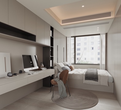  现代榻榻米卧室 榻榻米桌椅 榻榻米床3d模型 