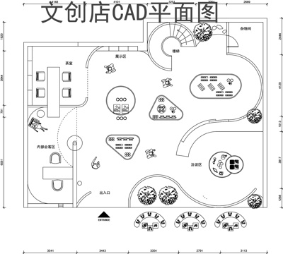 文创店平面布置图CADcad施工图