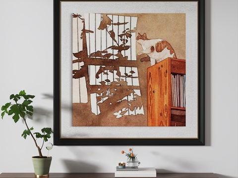  现代，简约，中古，儿童，抽象，挂画3d模型 