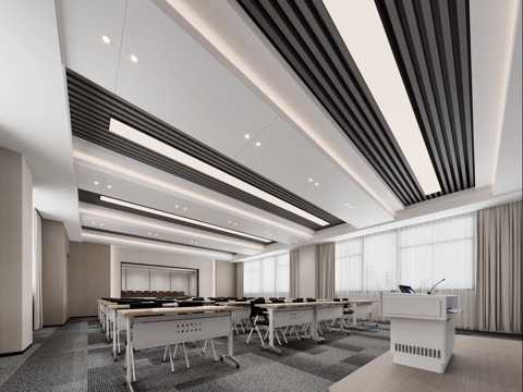  现代会议室 演播室 表演室内 报告厅 录音室3d模型 