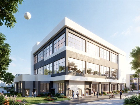  现代工业厂房 现代产业园 多层办公 厂房 产 产业园 办公楼su模型 