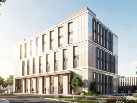  现代工业厂房 现代产业园 多层办公 厂房 产 产业园 办公楼su模型 