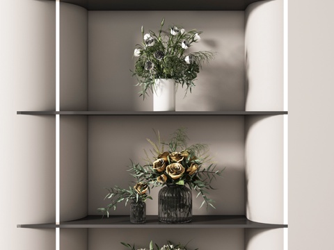 现代花瓶花卉 花瓶组合su模型