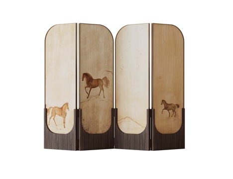  中古风屏风3d模型 