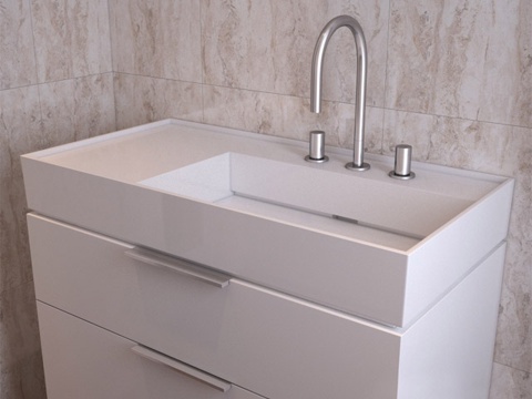  现代洗手台 洗手台 台盆3d模型 