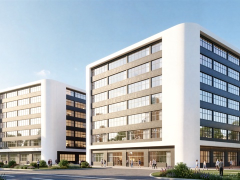  现代工业厂房 现代产业园 多层办公 厂房 产 产业园 办公楼su模型 