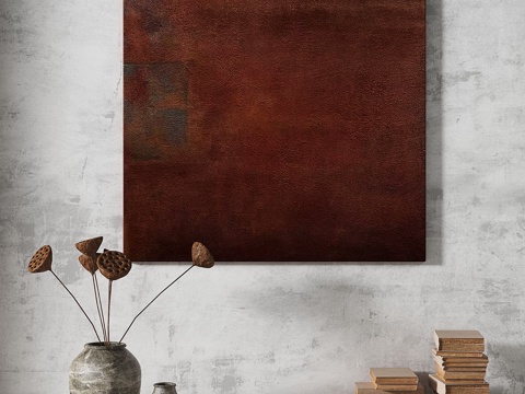  侘寂，抽象，复古，中古，简约，肌理，挂画3d模型 