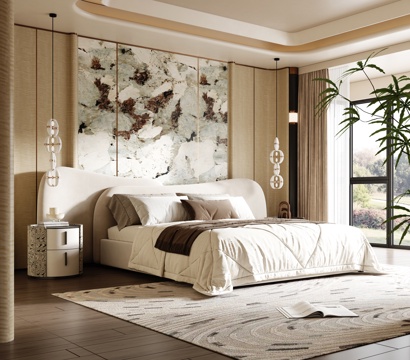  意式轻奢卧室 现代轻奢卧室 飘窗卧室 主卧3d模型 