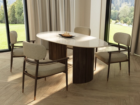  现代餐桌椅 意式餐桌椅 现代意式餐桌椅 意式轻奢餐桌椅3d模型 