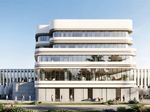  现代工业厂房 现代产业园 多层办公 厂房 产 产业园 办公楼su模型 