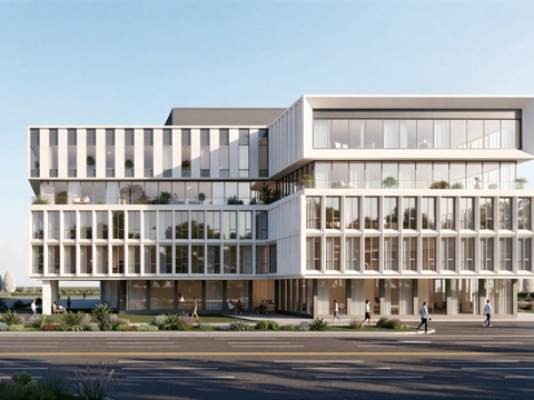  现代工业厂房 现代产业园 多层办公 厂房 产 产业园 办公楼su模型 