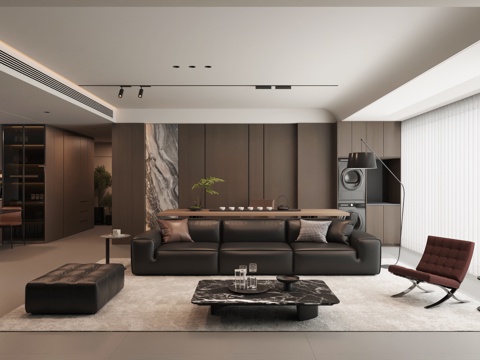  意式风格客餐厅3d模型 