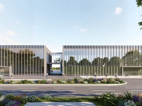  现代工业厂房 现代产业园 多层办公 厂房 产 产业园 办公楼su模型 