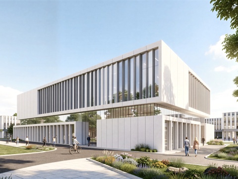  现代工业厂房 现代产业园 多层办公 厂房 产 产业园 办公楼su模型 