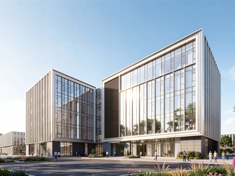  现代工业厂房 现代产业园 多层办公 厂房 产 产业园 办公楼su模型 