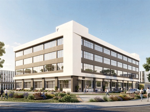  现代工业厂房 现代产业园 多层办公 厂房 产 产业园 办公楼su模型 