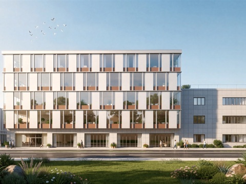  现代工业厂房 现代产业园 多层办公 厂房 产 产业园 办公楼su模型 