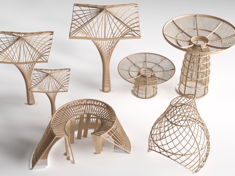 现代景观构筑物 景观构架 景观廊架 景观装置su模型