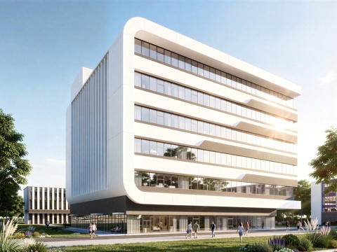  现代工业厂房 现代产业园 多层办公 厂房 产 产业园 办公楼su模型 