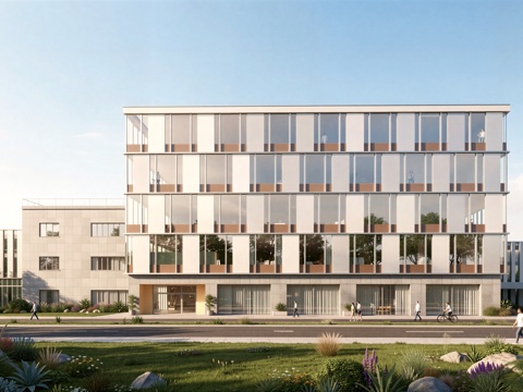  现代工业厂房 现代产业园 多层办公 厂房 产 产业园 办公楼su模型 